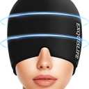 EXQUISLIFE Migraine Ice Head Wrap, Headache Relief Hat for Migraine Cap, Hot and Cold Therapy, Headache Eyes Mask for Sinus, Puffy Eyes, Tension and Stress Relief (Black)