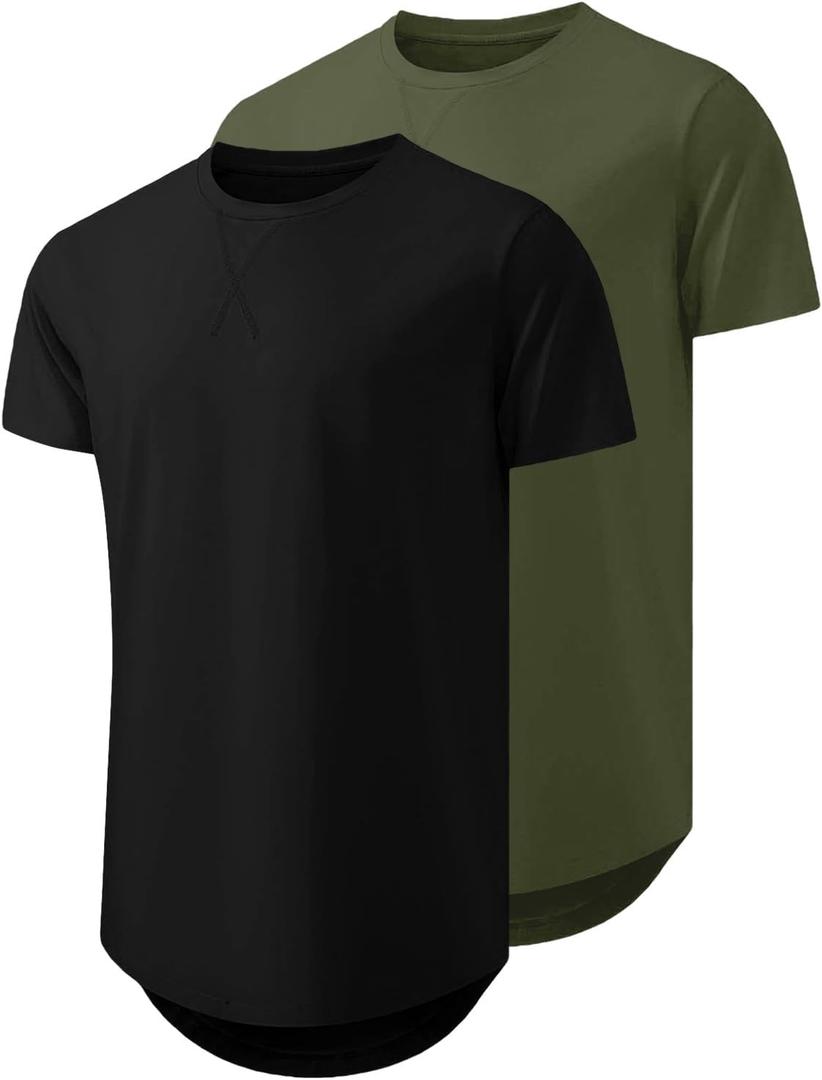 Men's 1 or 2 Pack Hipster Hip Hop Longline Crewneck T-Shirt Short Sleeve Gym Workout Athletic T Shirts for Men (XXXL) Men's 1 or 2 Pack Hipster Hip Hop Longline Crewneck T-Shirt Short Sleeve Gym Workout Athletic T Shirts for Men (XXXL)