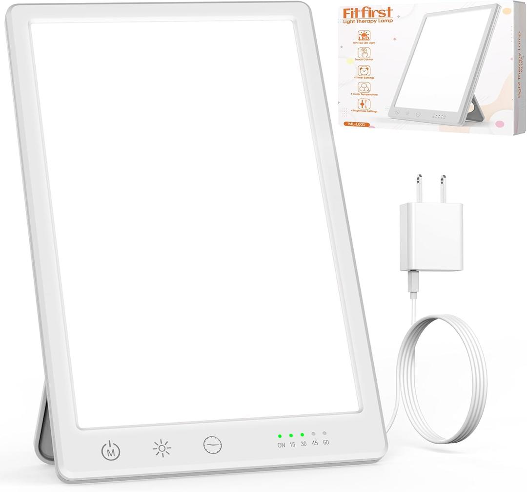 Light Lamp, Portable Full Spectrum LED Light Sunlight Personal Daylight with 3 Adjustable ColorStepless Brightness Levels, TimerMemory Function for Home Office Winter (9 with adapter)