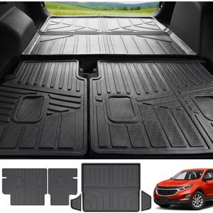 Cargo Liner Fit for 2018-2024 Chevrolet Equinox&GMC Terrain Cargo Mat Trunk Mat TPE Trunk Liner All Weather Back Seat Protector for 2024 Chevy Equinox/GMC Terrain(Cargo Mat+Backrest Mat, NO EV)
