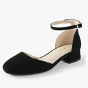 Ankis Closed Toe Heels for Women, Black Nude White Gold Silver 1 Inch Women's Flats Low Block Heel Women Dress Shoes Womens Pumps Work Shoes with Ankle Strap for Spring Fall, Size 6