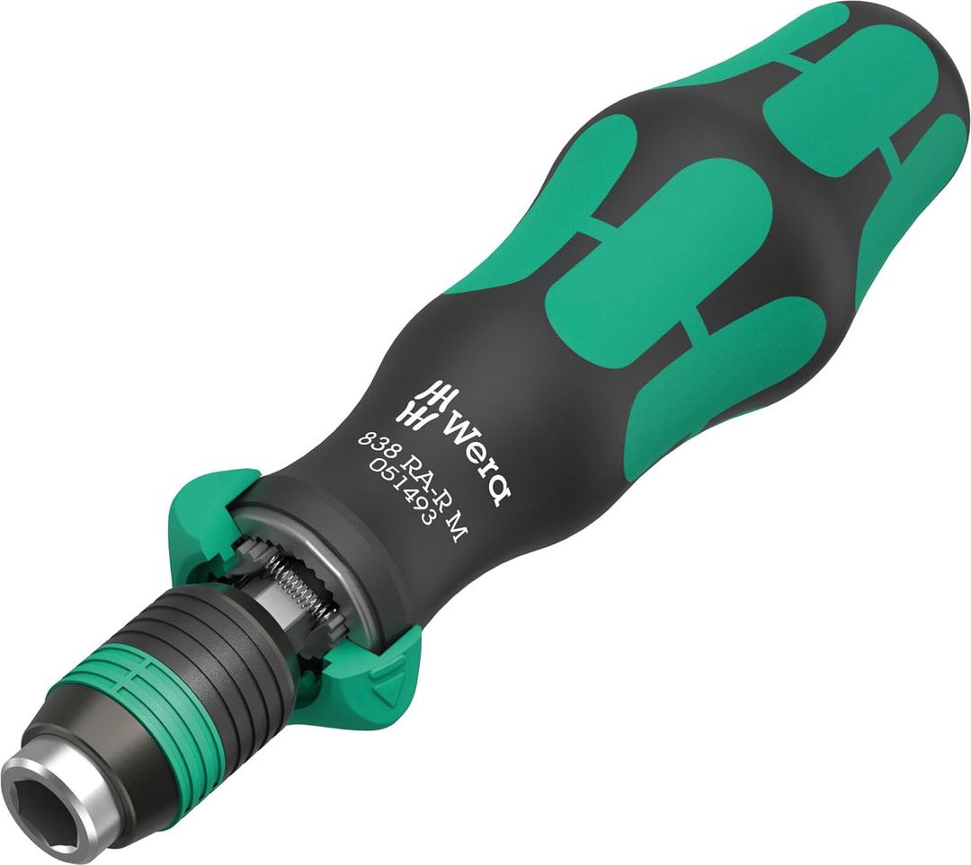 WERA - 05051493001-838 RA-R M Bitholding Screwdriver with Ratchet functionality, 1/4", 1/4" x 123.5 mm