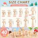 40 Pcs Big Sizes Unfinished Wooden Mushroom, Natural Plain Unpainted Wooden Mini Mushroom Figurines, Wood Mushrooms, Unpainted Art Project Crafting and Fairy Themed Spring Summer Decor