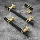 Alzassbg 10 Pack Matt Black and Gold Cabinet Pulls, 7 Inch(177mm) Hole Centers Kitchen Hardware Square Cabinet Handles for Cabinets and Drawers AL3094KGP-MB