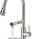 FEELSO Kitchen Faucets, Upgraded Filter Water Kitchen Faucet with Pull Down Sprayer, Brushed Nickel Stainless Steel High Arc 1 Or 3 Hole Kitchen Sink Faucet for Remove Lead, Chlorine, Bad Taste & Odor