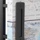 EaseLife 12" Sliding Barn Door Handles and Pulls,Double Sided Hardware Set,Heavy Duty,Square,Rustic,Matte Black Powder Coated Finish,Easy Install