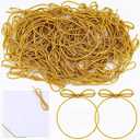 Vercraft 200 Pcs Gold Stretch Loops with Pre Tied Bows Metallic Elastic Ribbon String Elastic Cord for Gift Boxes Tags Gift Wrapping Crafts(10 Inch,Gold)