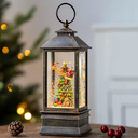 Snow Globe Christmas Lantern Decorations, Musical Snow Globe Lantern with Swirling Glitter, Christmas Tree Lighted C