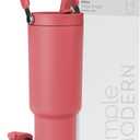 Simple Modern Trek Pivot | 40oz Flip Straw Tumbler with Handle | Water Bottle & Boot | Interchangeable Straw & Chug Lids | Insulated Stainless Steel Jug | Gym Sports Outdoors | Spiced Coral