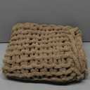 Negwoo Chunky Knit Throw Blanket, 30''*40'' Knitted Throw Chenille Yarn for Bed Couch, Handmade Light Brown Crochet Big Thick Blanket, Machine Washable Cute Comfy Blanket for Home Decor