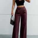 LETSVDO Women's Straight Leg Dress Pants High Waisted Belted Pleated Wide Leg Slacks Trousers(for Work,Business,Office) (Purple, XXXL)