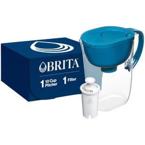 Brita Large Water Filter Pitcher for Tap and Drinking Water with SmartLight Change Indicator, Includes 1 Standard Filter, BPA-Free, Lasts 2 Months, 10-Cup Capacity, Teal