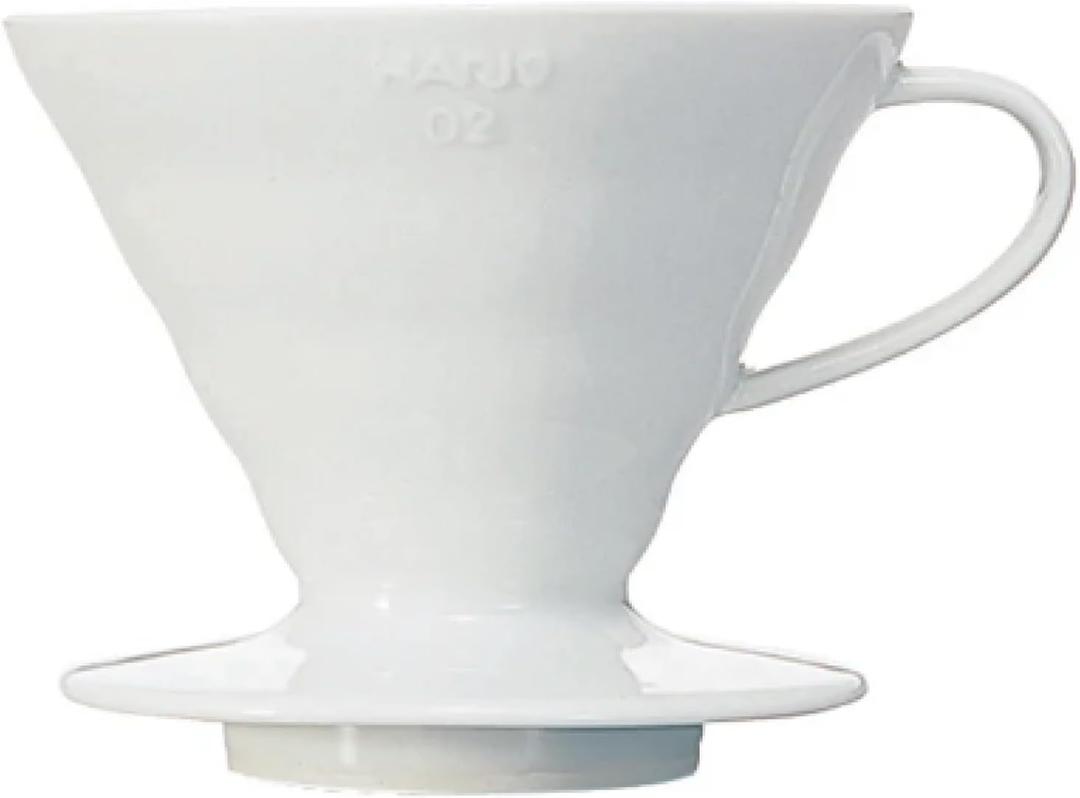 Hario V60 Ceramic Coffee Dripper Pour Over Cone Coffee Maker Size 2, White