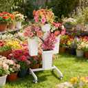 aboxoo Flower Display Stand with Buckets, Sturdy Flower Cart with Wheels, Metal Bouquet Bar for Wedding, Party, Patio, Bridal Shower