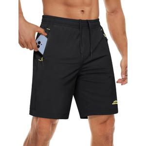 MAGCOMSEN Men's Workout Gym 9" Shorts Quick Dry Lightweight Summer Casual Athletic Hiking Shorts for Men with 3 Pockets (Black)