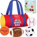 My 1st Sports Bag Plush Toy Playset with Soft Stuffed Balls, Basketball Baseball Football Soccer Ball Plush, Sensory Baby Toys for Toddlers Boys Girls (Sports Bag)