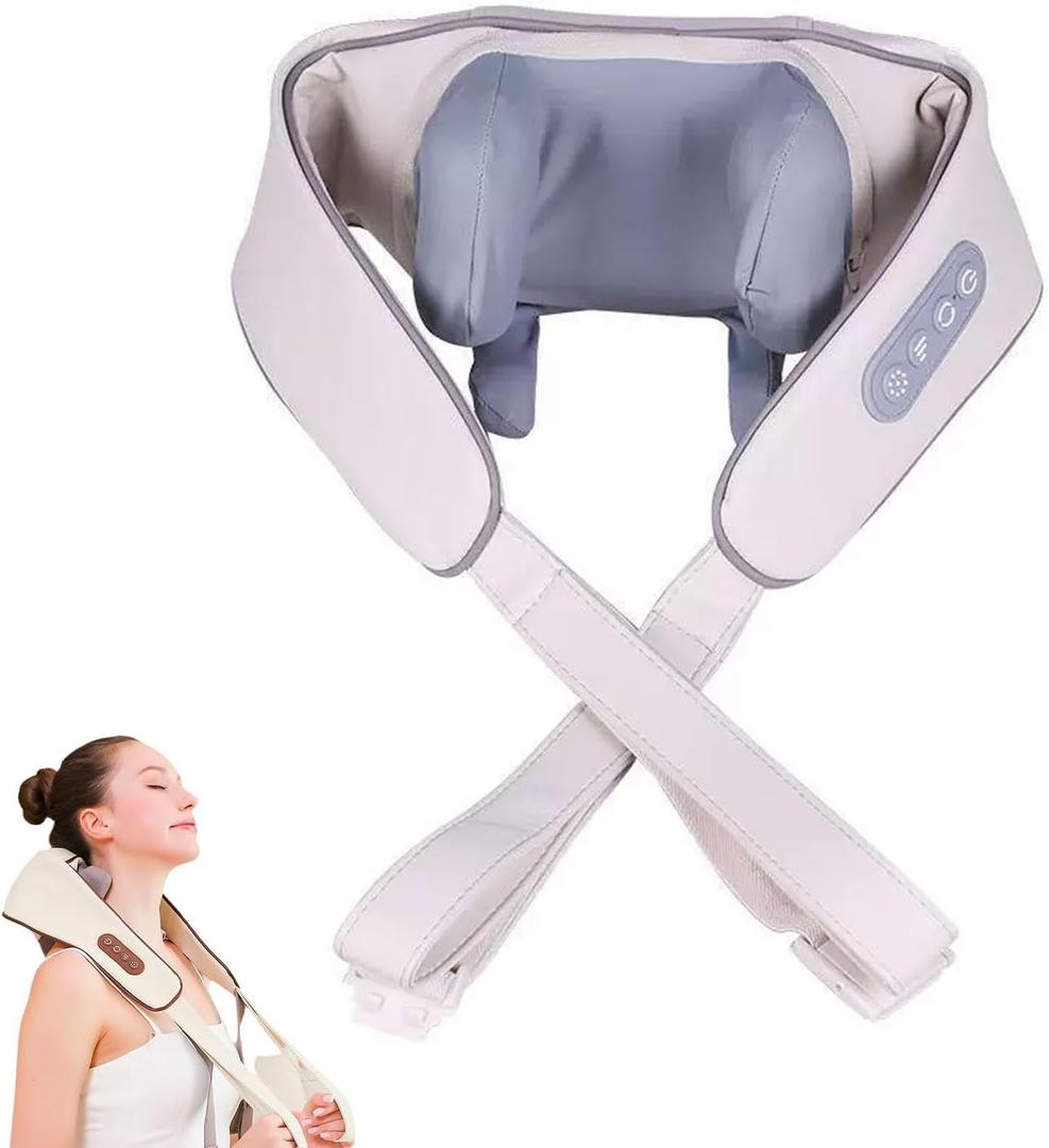 Neck and Shoulder Massager, Deep Tissue 6D Kneading with Heat, Shiatsu Cordless Neck and Shoulder Massager for Men & Women (Gray)
