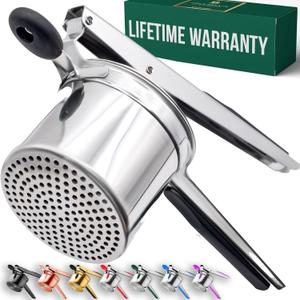 Bellemain 15oz Large Potato Ricer for Mashed Potatoes, Stainless Steel Mashed Potato Masher & Squeezer, Easy-To-Clean Professional-Grade Hand Vegetable Ricer, Kitchen Tool, Food Press & Food Mill (Fixed Disc, Black)