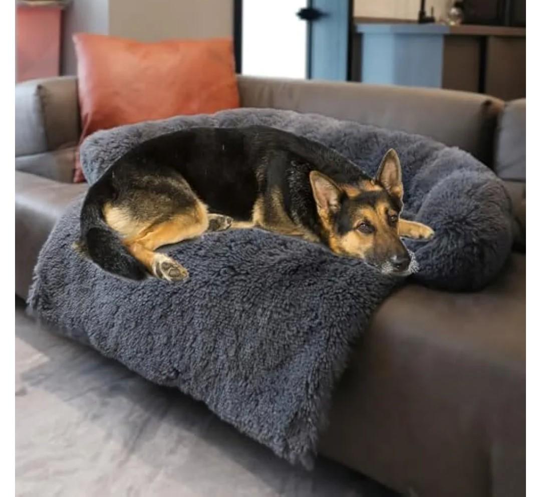 Tinaco Calming Dogs/Cats Bed Mats, Dog Pad Washable Removable Couch Cover, Plush Long Fur Mat for Pets, Waterproof Lining, Perfect for Small, Medium and Large Dogs and Cats (Navy Blue, 45"x37")