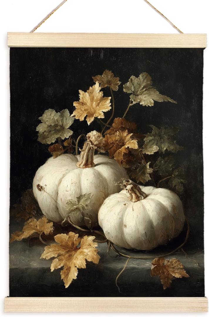 CGBHW Vintage Gothic Moody Fall Poster Hanger Frame, Dark Academia Farmhouse Autumn Pumpkin Posters Wall Art Hanging Decor for Home Bedroom Living Room12x16Inch (Color01)