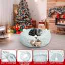 Woodland Christmas Cat Bed Tunnel 3ft x 3ft x 9.8in Winter Forest Under Christmas Tree Cat Donut Tunnels Snowman Reindeer Plush Peekaboo Cave Toy Collapsible 3 Way Xmas Gifts for Small Kitty