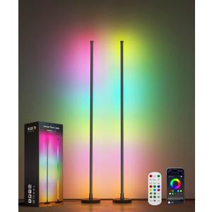 Corner Floor Lamp 2 Pack,Smart RGB LED Corner Lamp with Music Sync and 16 Million DIY Colors,App & Remote Control,Color Changing Standing Lamp for Bedroom, Living Room and Gaming Room(2 Pack)