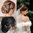 10 pcs Wedding Hair Accessories Bridal Hair Pins Silver Rhinestone with Pearls Hair Pieces for Brides Women Girls (Silver A)