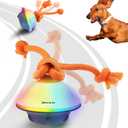 Xeuch Smart Interactive Dog Toys, Automatic Moving and Rolling Dogs Ball with Rope, Motion-Activated Squeaky Ball for  Dogs for Boredom, RGB Lights, Stimulating Sound, Voice Recording (White)
