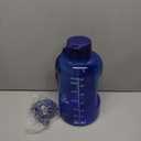 AQUAFIT 64 oz Water Bottle with Time Marker - Straw & Chug Lid - BPA Free Half Gallon Gym Water Bottle with Handle - Big Gallon Jug (Blue, 64 Ounces)