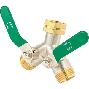 Love Is War 2 Way Y Garden Hose Splitter, 3/4" GHT Thread Brass Hose Connector, High Flow Outdoor Faucet Splitter for RV Yard Garden Watering