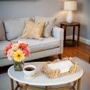 Rattan Wicker Napkin Holder Flat 9.5x5.5, Scalloped Napkin Dispenser Guest Towel Holder for Bathroom, Kitchen, Dining, Bar Beverage Accessories and Home Farmhouse&Rustic Decor (Natural)