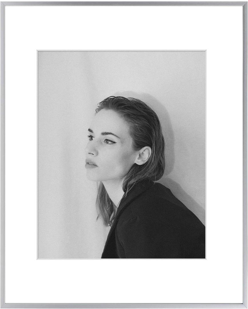 Golden State Art - 16x20 Aluminum Picture Frame - with Mat for 11x14 Photo or Without Mat for 16 x 20 Poster - Real Glass Cover - Simple and Elegant Decor for Wall Mounting - 1 Pack - Silver