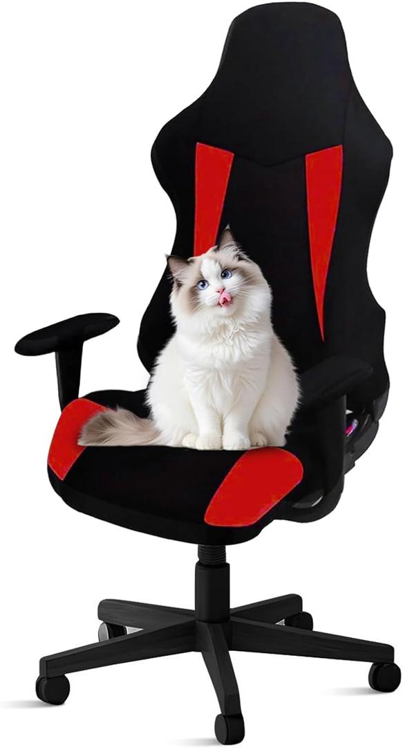 PEKJI Gaming Chair Covers, Computer Chair Slipcovers Cover Stretchable Elastic Machine Washable of Computer Video Game Office Chair Cover(A03) (Red)