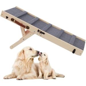Rockever Dog Ramp, Folding Dog Ramp, Wooden Non-Slip Dog ramp for Couch for Small Medium Old Dogs, Adjustable from 11" to 14" 3 Levels Pet Ramp for Couch, Bed, Car