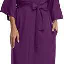 Women's Long Robes Ladies Kimono Bathrobes Full Length Robes Soft Modal Sleepwear Nightgown (Purple, M)