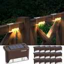 Otdair Solar Deck Lights - 16 Waterproof LED Step Lights for Deck, Stairs, Yard, Patio, and Pathway (Warm White) (Brown-Warm)