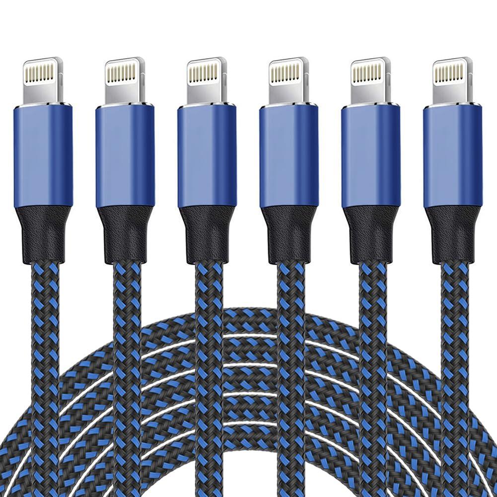 iPhone Charger [Apple MFi Certified] Lightning Cable 6PACK-3/3/6/6/6/10 FT Nylon Braided iPhone Charger Cord High Speed Cord for iPhone 14/13/12/11 Pro Max/XS MAX/XR/XS/X/8/7/Plus/6S/6/iPad