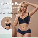 Super Push Up Bra Smoothing Back Fat Bra with Support Comfortable Seamless T Shirt Bra (34B-46DD) (Black)