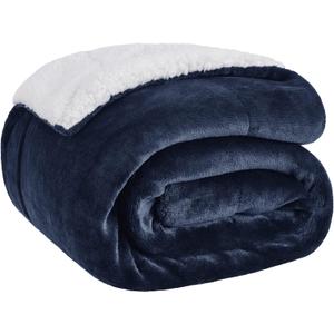 Bedsure GentleSoft Sherpa Fleece Throw Blanket for Couch, Non-Heated, Thick and Warm Throw for Women and Men, Soft Fuzzy Plush Weight Blanket for Winter, Navy, 50x60 Inches