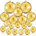 50 Pcs Disco Balls Reflective Disco Ball Decorations Hanging Disco Ball Ornament Different Sizes Mirror Ball for Home Decor, Party, Club (Gold)