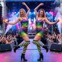 Striped Thigh High Socks, Halloween Witch Stockings Costume Accessories for Women, Over Knee High Socks Leg Warmers (Yellow/Green/Purple)