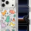 MOSNOVO for iPhone 17 Pro Case | Military Grade 6.6ft Drop Tested | Camera Control | Clear with Dinosaur Land Design