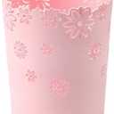 VIUJUH Wastebasket, Hollow Flower Shape Plastic Lidless Wastepaper Baskets Trash Can (Pink, Medium)