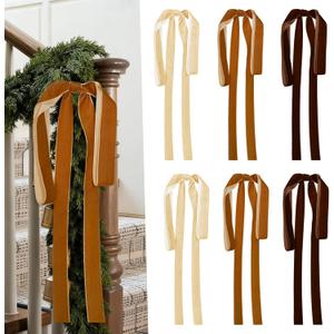 Artmag 6 Pcs Velvet Christmas Large Swag Bows 23.6x15.7 Inch Rustic Staircase Wreath Fireplace Vintage Bows for Christmas Tree Topper Holiday Indoor Outdoor Decor (Multicolor)