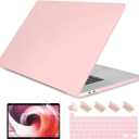 DONGKE Compatible with Older MacBook Pro 16 inch Case 2020 2019 A2141, Matte Plastic Hard Shell Case & Keyboard Cover for MacBook Pro 16 inch with Retina & Touch Bar Fits Touch ID, Solid Pink