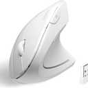 Perixx PERIMICE-713W Wireless Ergonomic Vertical Mouse - 2.4G Spec with USB Receiver - On/Off Switch - 6 Buttons Right Handed Design - White
