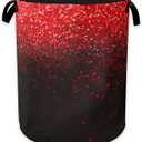 Red Sequin Laundry Basket,Glitter Clothes Hamper,Oxford Cloth Collapsible Nursery Hamper Storage Organization for Bedroom,Bathroom,Office,College Dorms,16x20 Inch