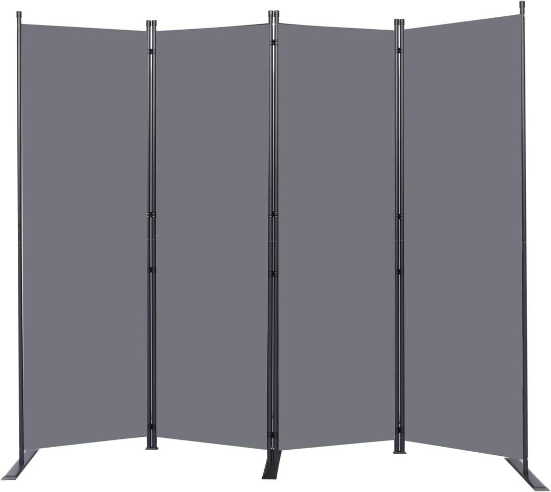 Room Divider 6FT Portable Room Dividers and Folding Privacy Screens, 88'' W Fabric Divider for Room Separation, 4 Panel Partition Room Dividers Freestanding Wall Divider Screen for Dorm Studio Office (Grey)