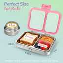 HOMEKOL Stainless Steel Bento Lunch Box + 9.5oz Insulated Food Jar, Pink | 2-Compartment Leak-Proof Container for Kids & Adults, BPA/BPS-Free, 18/8 Metal, Dishwasher Safe, Clear Tritan Lid