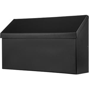 Architectural Mailboxes Harmonist Wall-Mounted Mailbox for Outside, Rust-Resistant Galvanized Steel Metal Medium Mail Box, Textured Black Modern Wall Mailbox